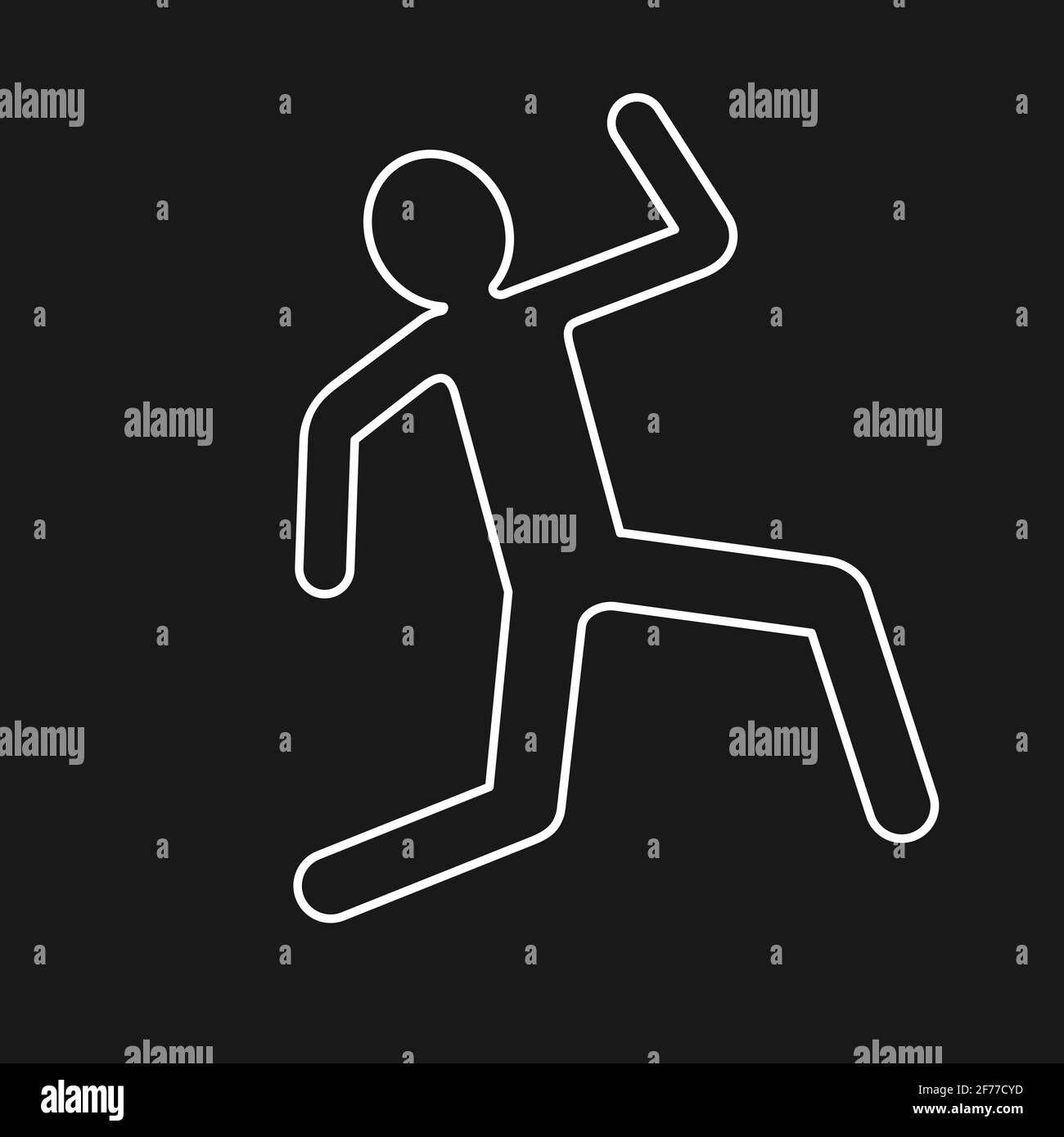 Gesso profilo su nero di omicidio vittima per la scena del crimine concetto nell'icona del vettore Illustrazione Vettoriale