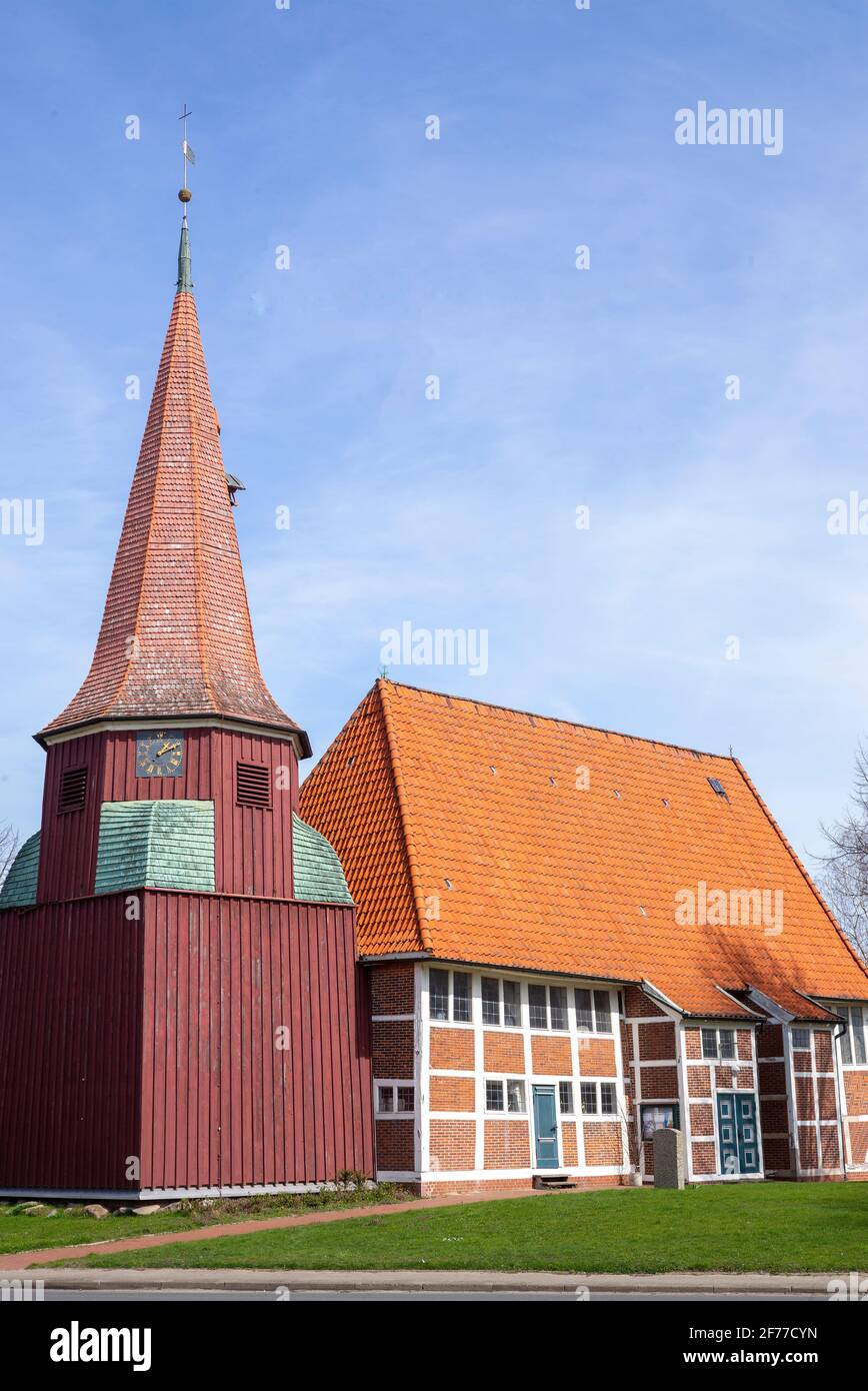 St. Marien, Kirche in Gründendeich im Alten Land, Niedersachsen, Germania Foto Stock
