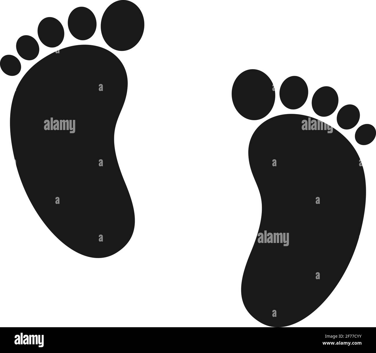 Impronta dei piedi del bambino o impronta del pedone del bambino nell'icona vettoriale Illustrazione Vettoriale