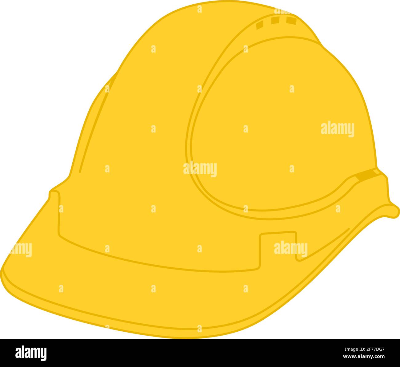 Elmetto giallo o elmetto di sicurezza per la protezione dei lavoratori edili in icona vettore Illustrazione Vettoriale