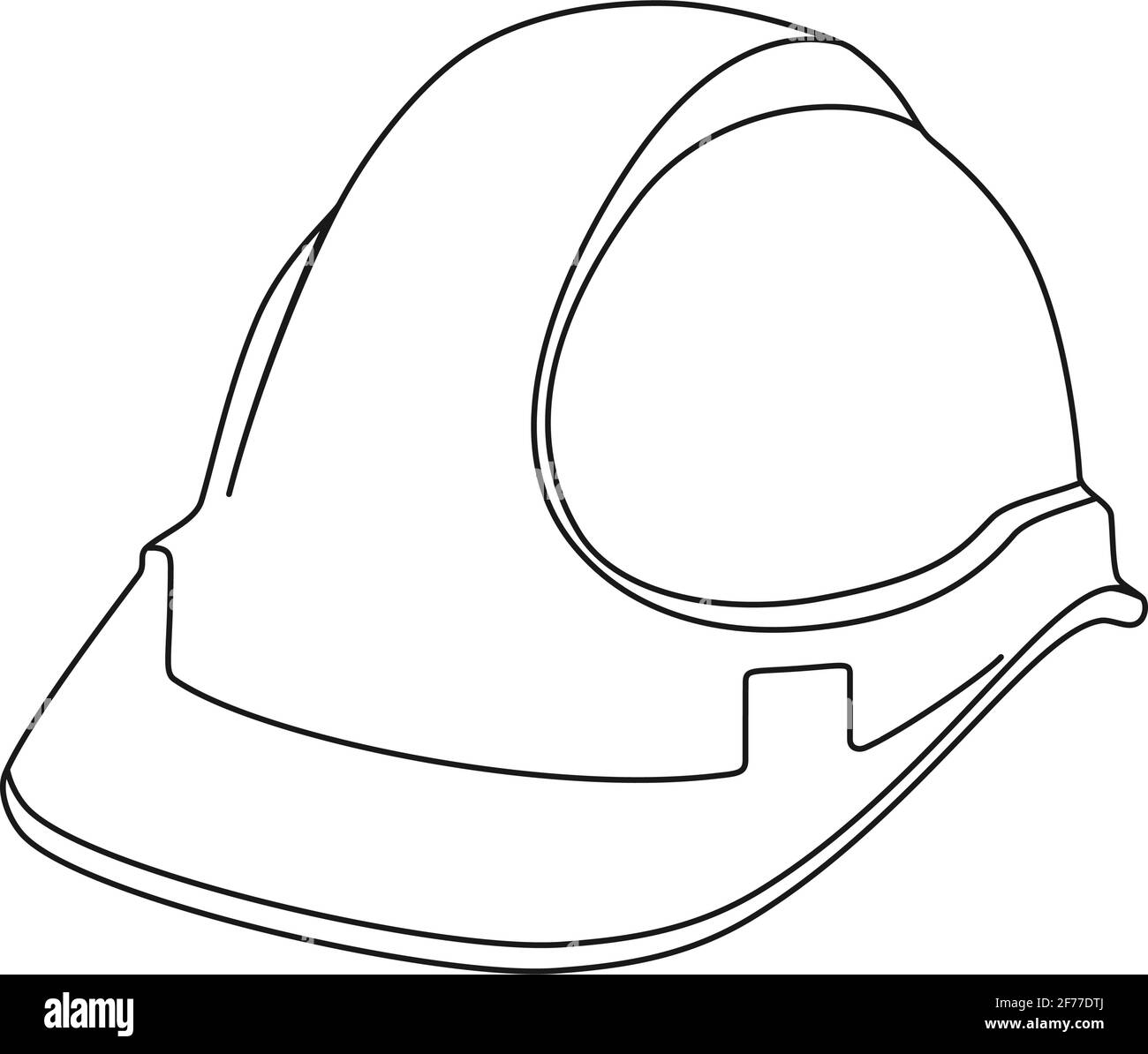Elmetto o elmetto di sicurezza per la protezione dei lavoratori edili icona vettoriale contorno Illustrazione Vettoriale