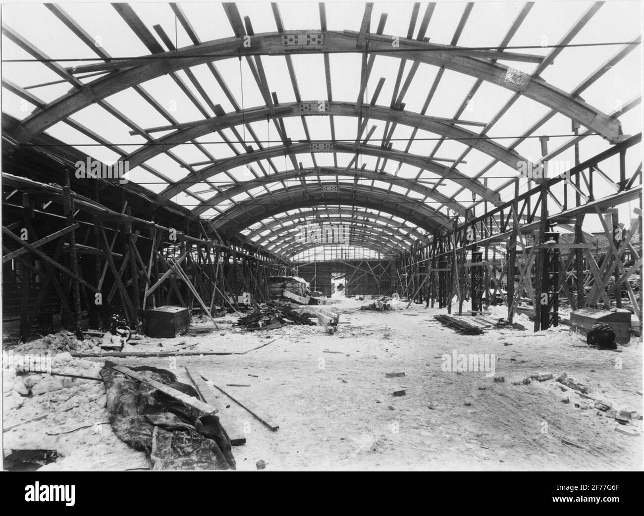 La fabbrica di legno compensato, società leggere a responsabilità limitata. Edificio costruito da AB strutture in legno a sbalzo, Töreboda. Foto Stock