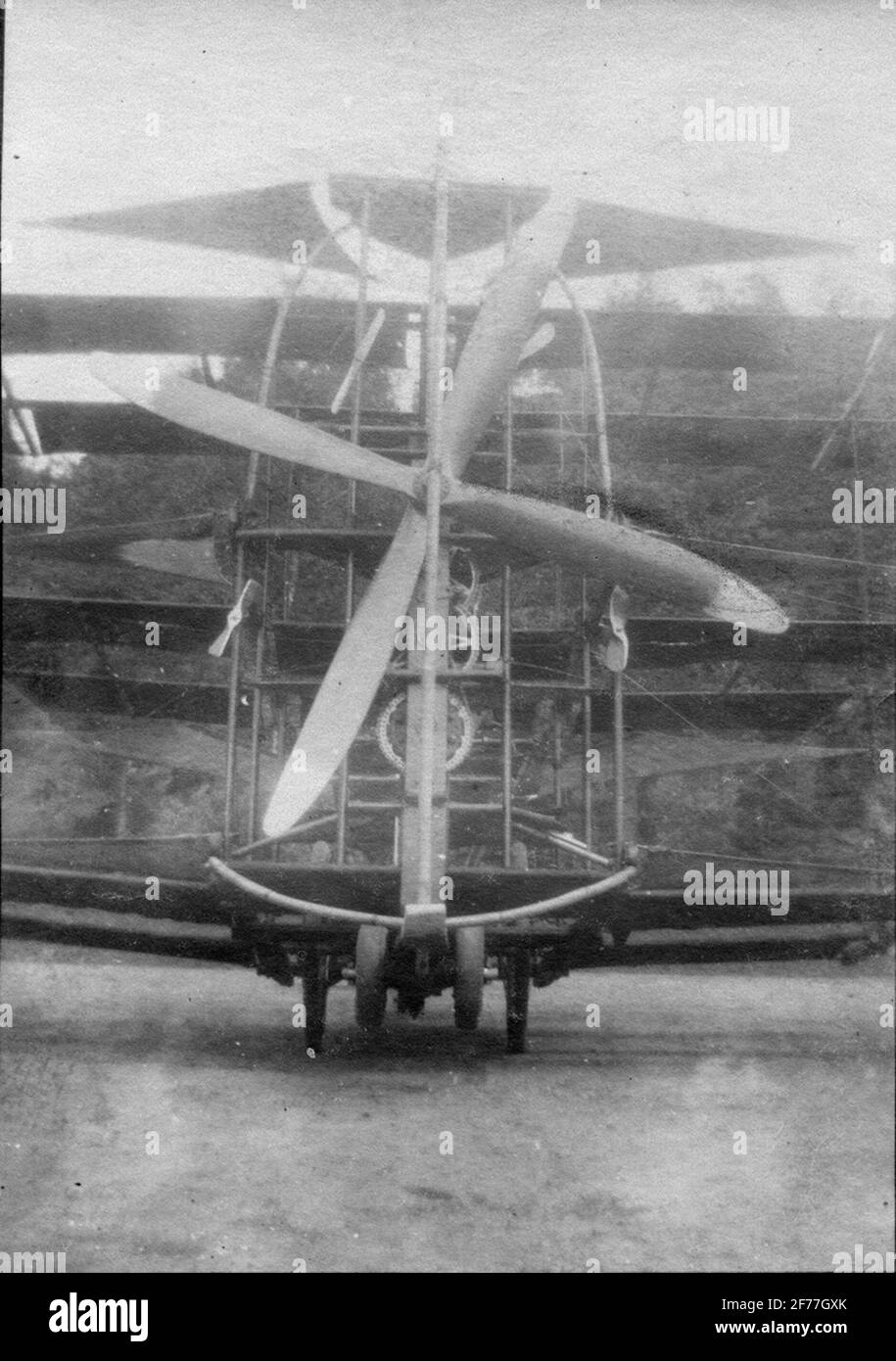 Dettaglio della macchina volante costruita a casa presso la compagnia aeroportuale Meister 1927-1928. Volo di prova a Torsland 30 agosto 1928. Foto Stock