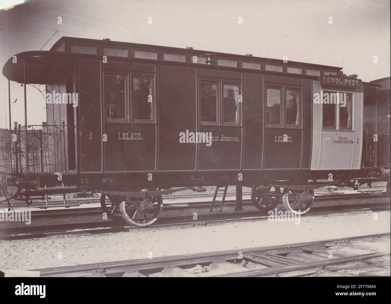 Treno di 1 classe per la ferrovia di Vittsjö. Congl. Il camion di posta. Foto Stock