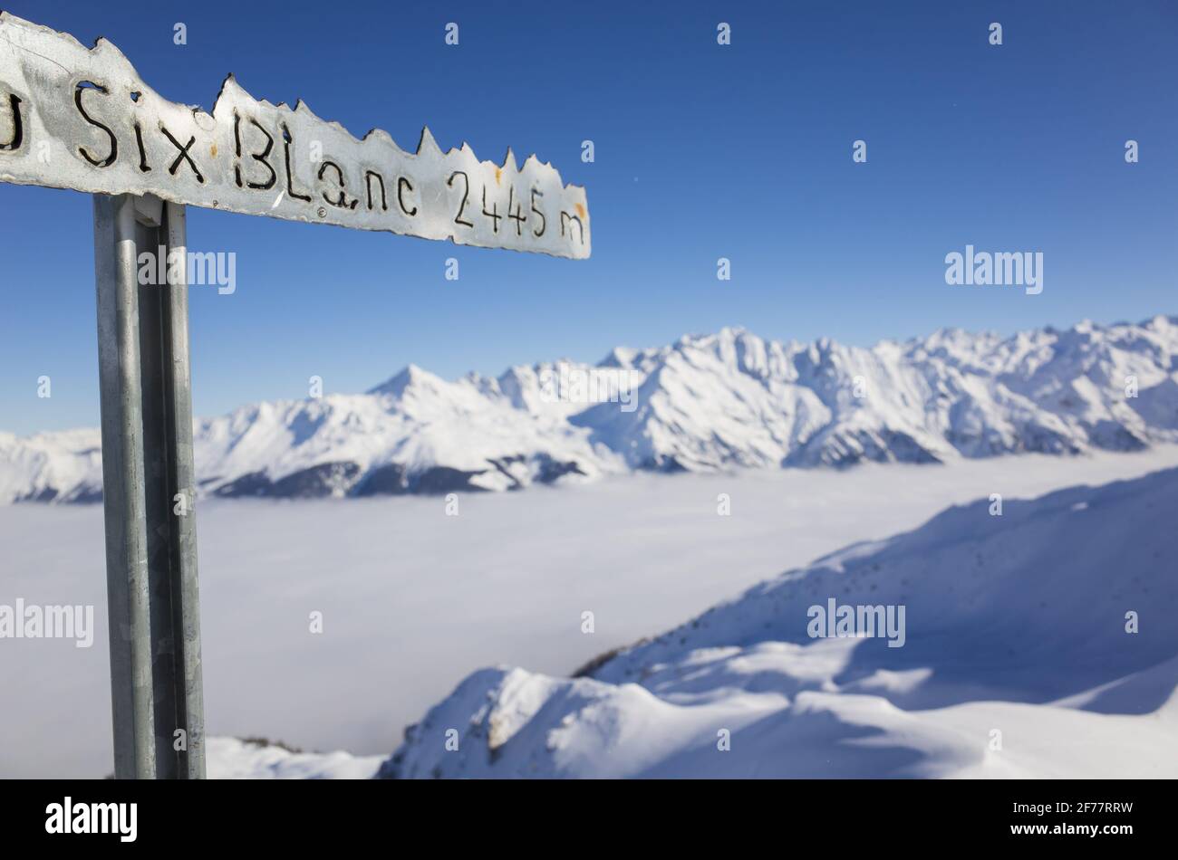 Svizzera, Wallis, Monte Bianco, sci alpinismo al Six Blanc Foto Stock