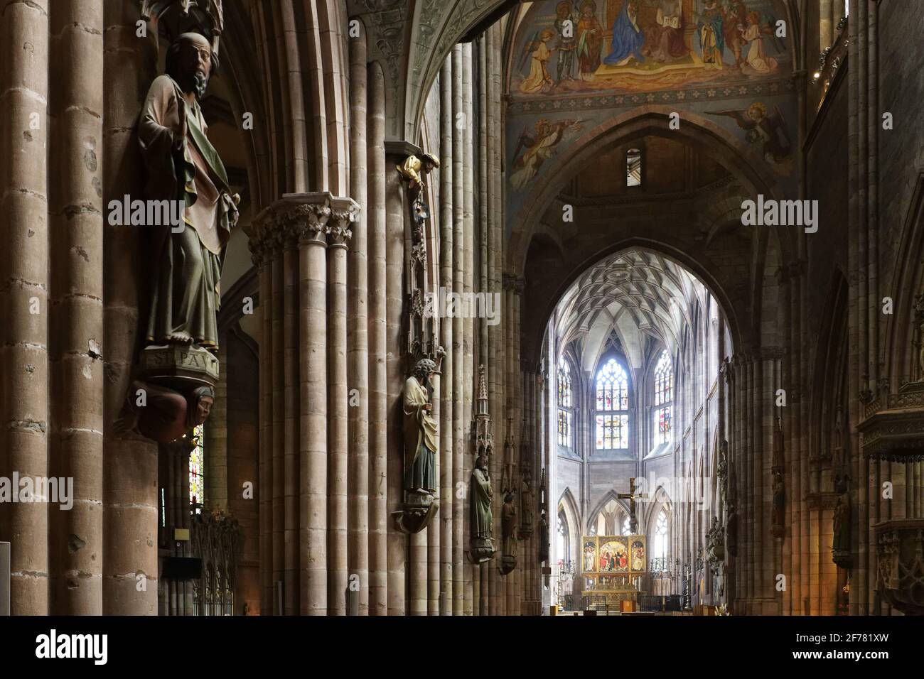 Germania, Baden Wurttemberg, Freiburg im Breisgau, la cattedrale (Münster), pala dell'altare maggiore di Hans Baldung Foto Stock