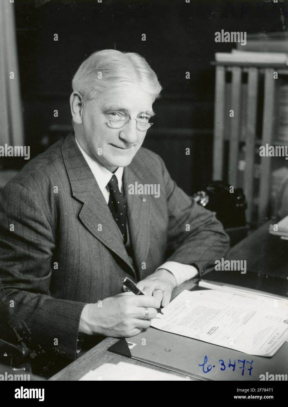 Ritratto del direttore C. L. Rydh. Responsabile della gestione del calore AB Calor, Ulvsunda 1942. Foto Stock