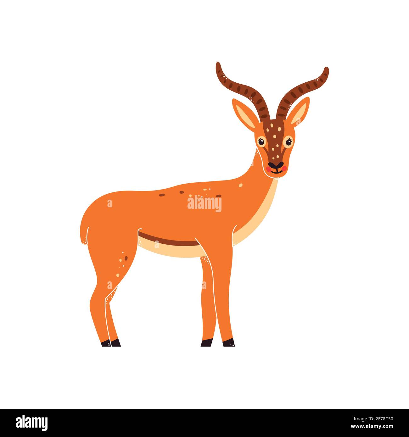 Illustrazione vettoriale di una gazzella, antilope su uno sfondo bianco isolato. Illustrazione Vettoriale