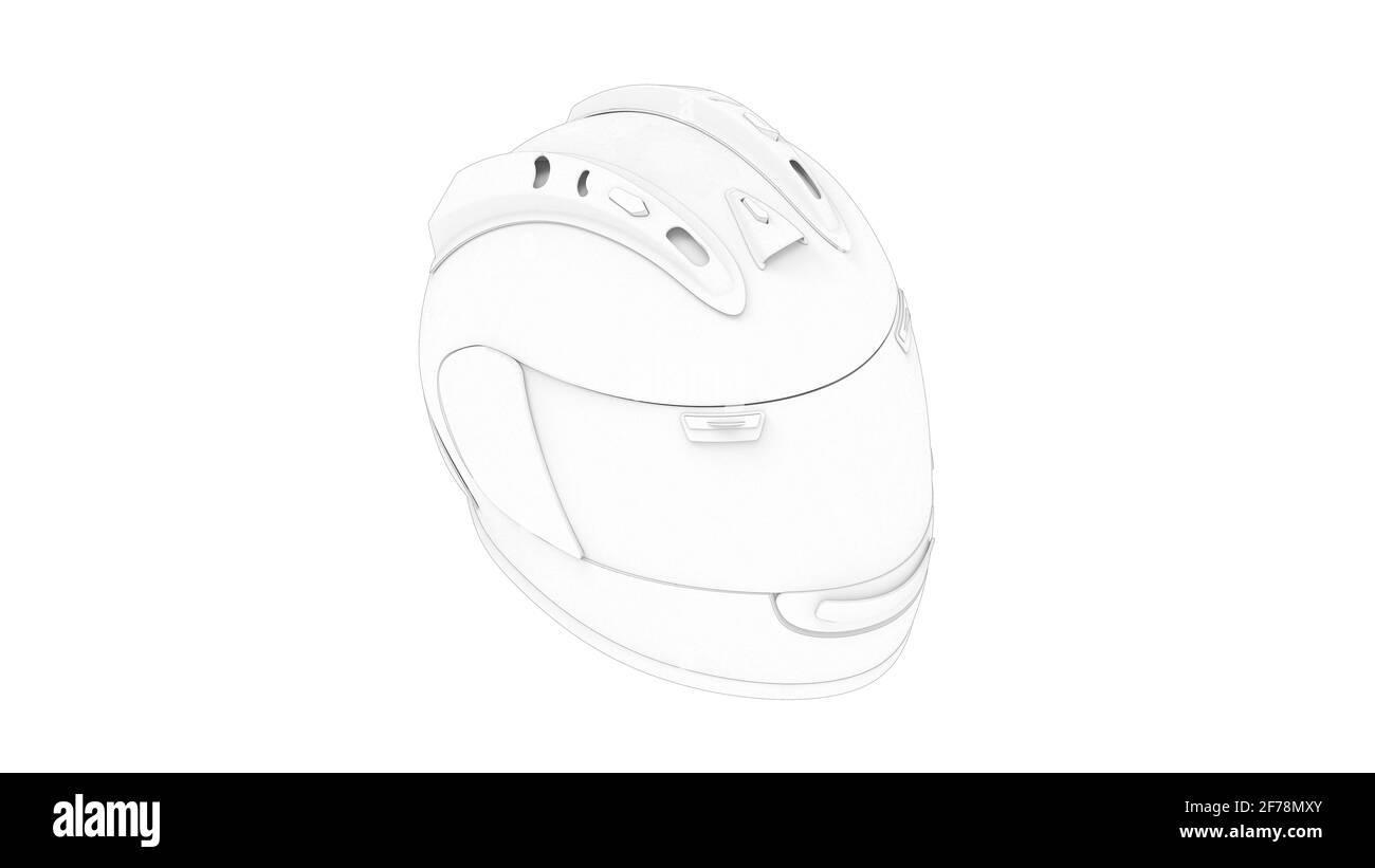 Rendering 3D di un casco da bici isolato su un sfondo bianco Foto Stock