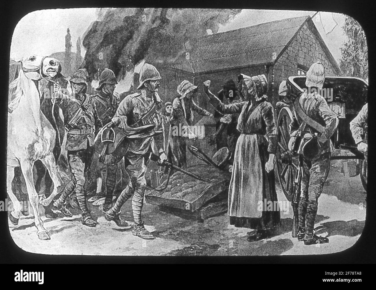 Immagine di Skiopticone con motivi della Guerra Boera. Foto Stock