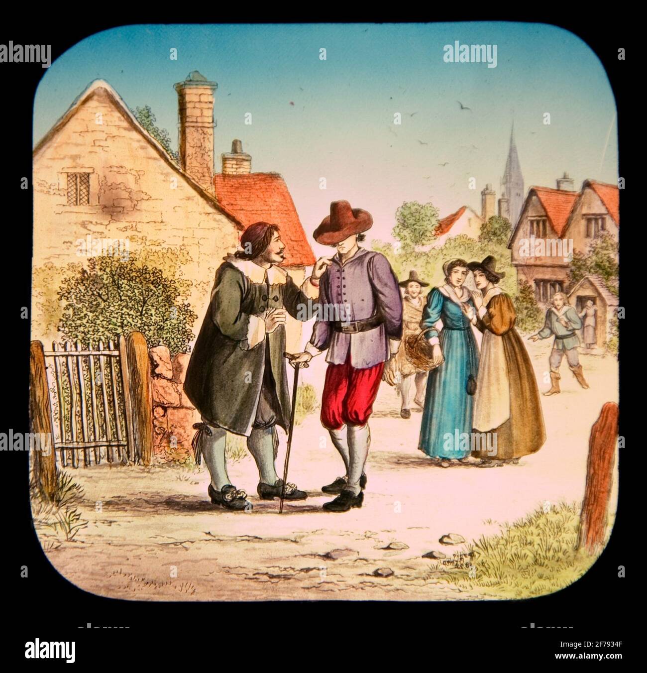 Immagine Skioptic colorata, il progresso di Pilgrim Foto Stock