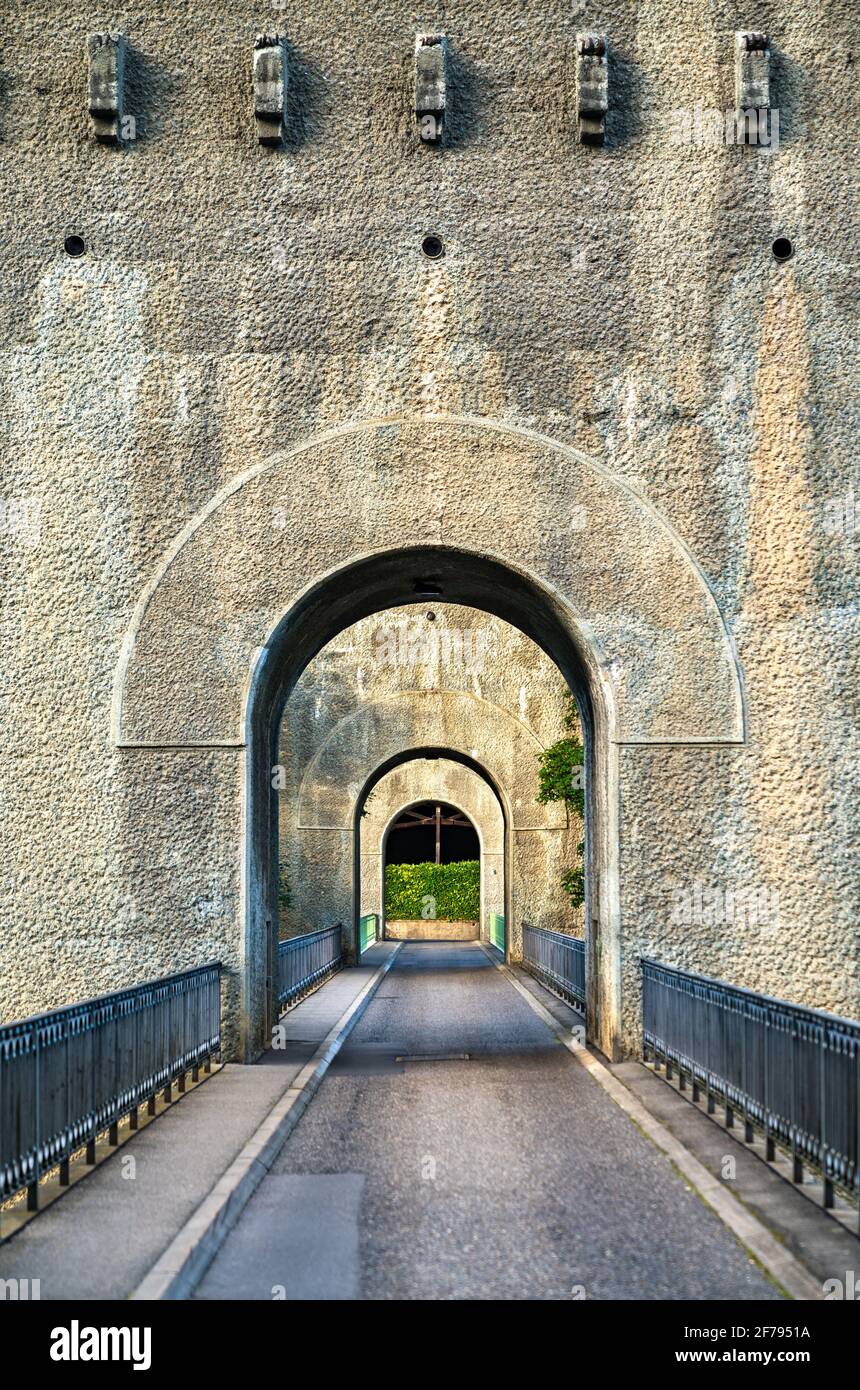 Ponte Zaehringen sul Sarine a Friburgo, Svizzera Foto Stock