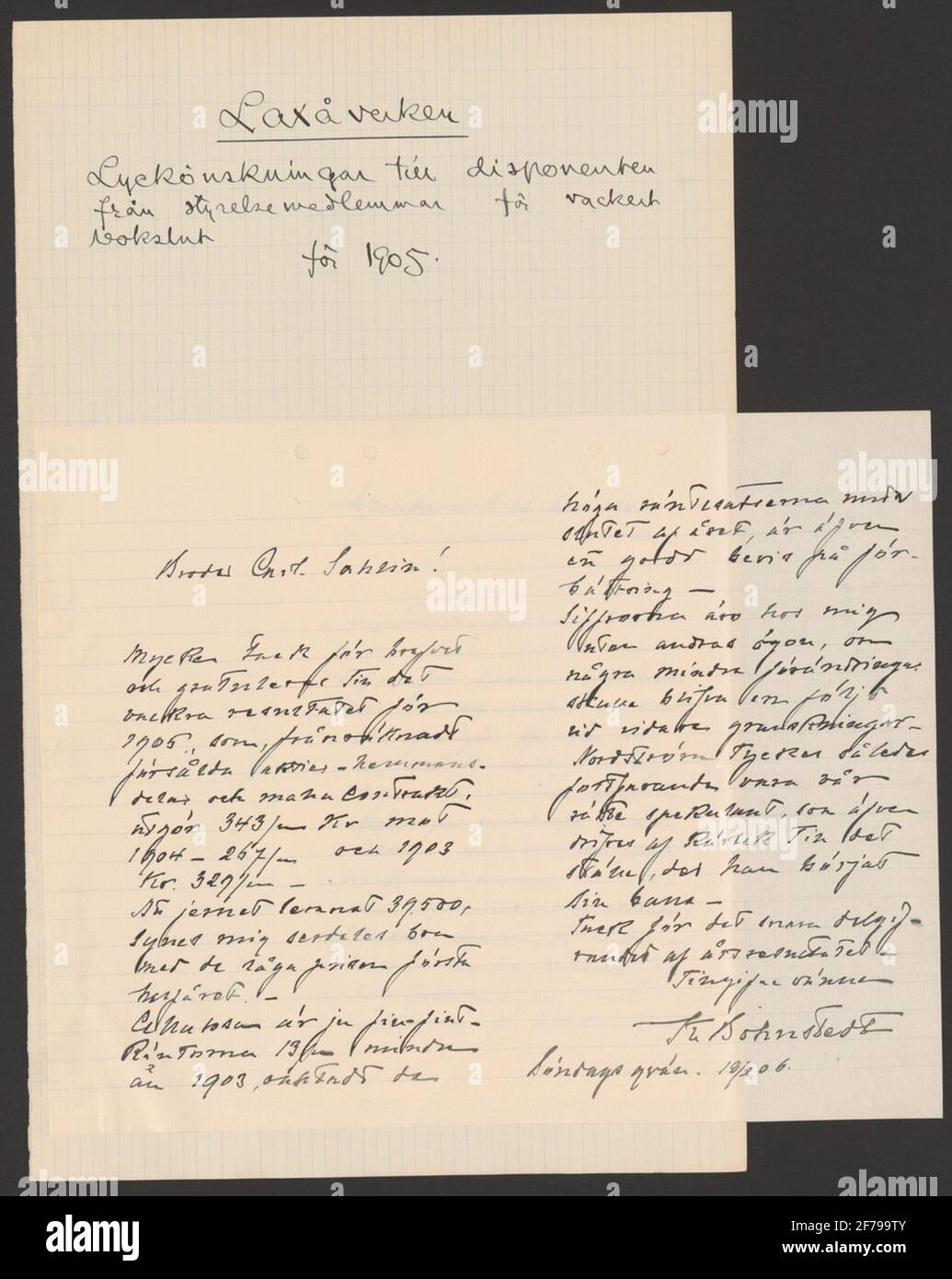 Salmon Stocks.Laxå Brukskensology.ur Collezione di storia della montagna di Carl Sahlin. Foto Stock