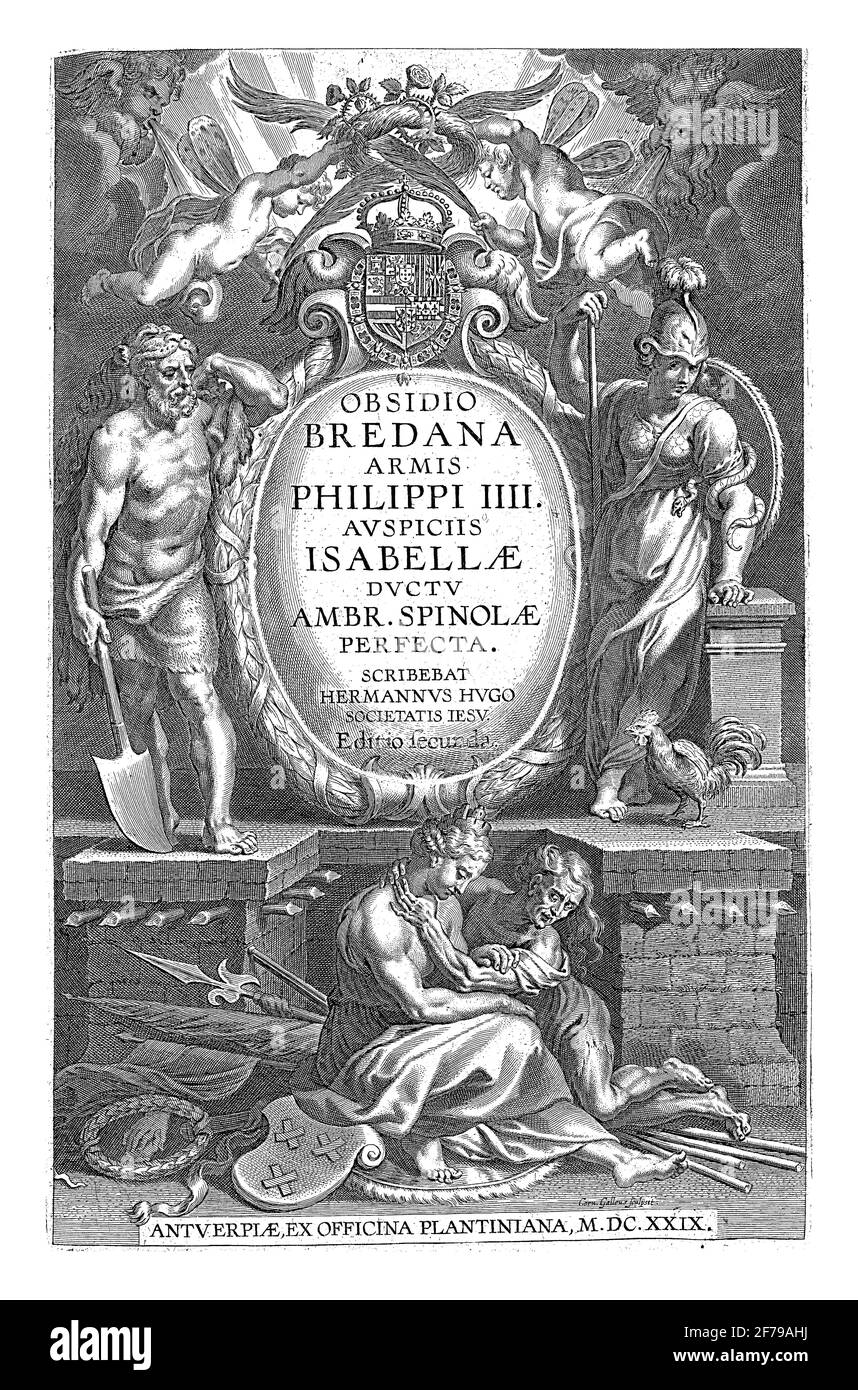 Stampa del titolo per Obsidio Bredana, incisione vintage. Foto Stock