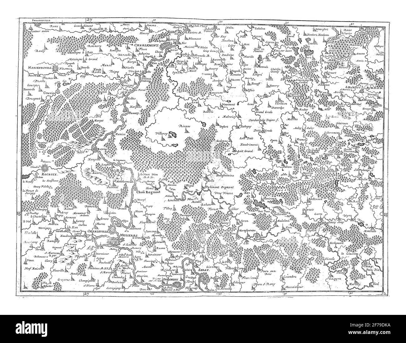 Mappa del Nord della Francia, incisione d'annata. Foto Stock