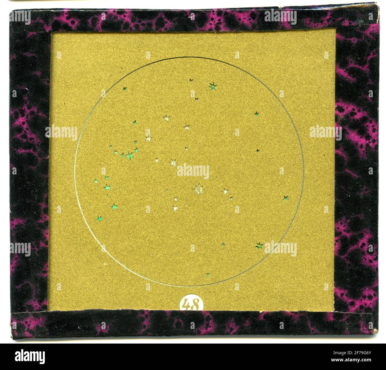 Immagine dipinta del vetro per Skiat Icon / Laterna Magica. Immagine del cielo stellato. Foto Stock