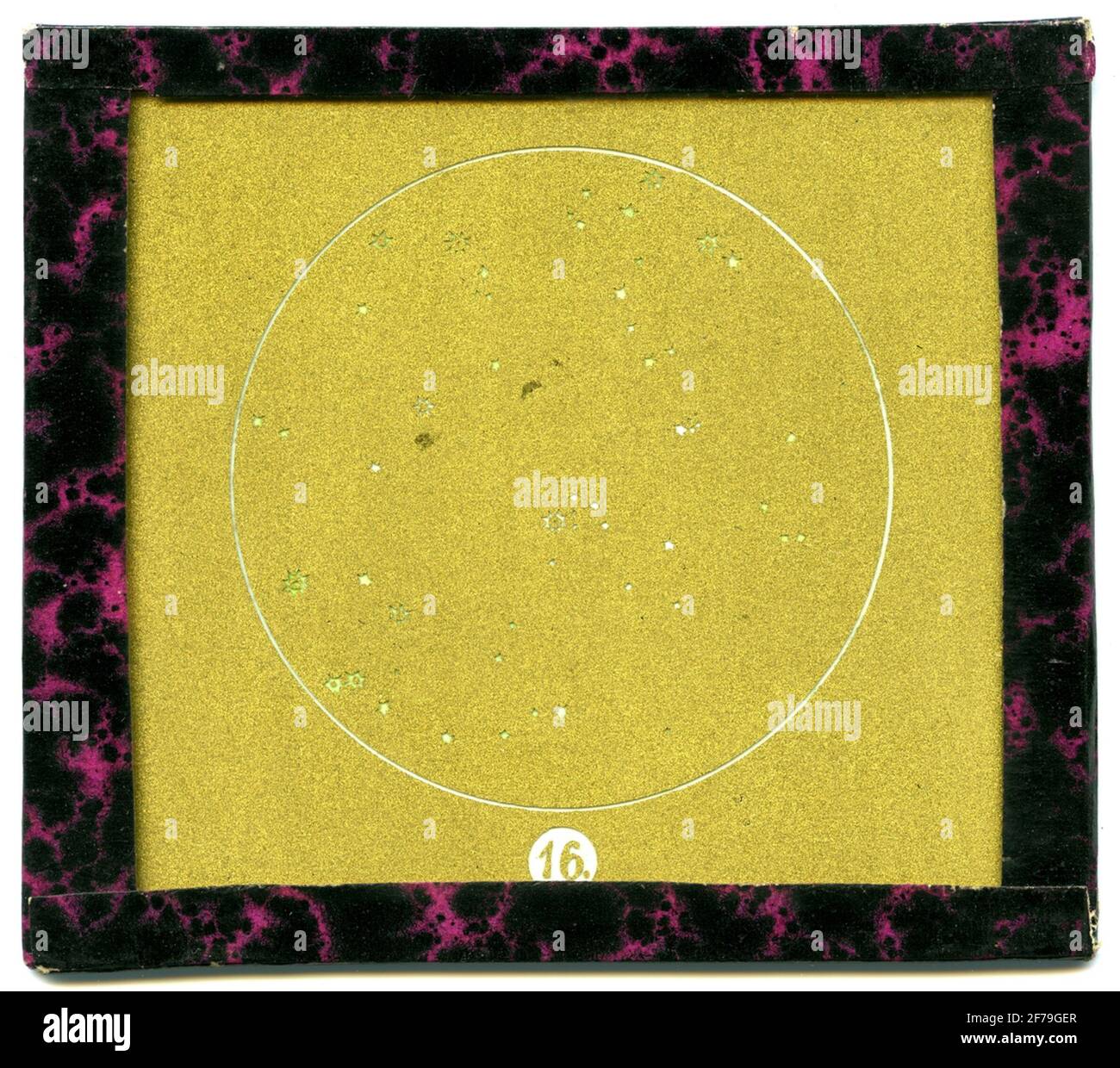 Immagine dipinta sul vetro per SkiopTikon/Laterna Magica. Immagine del cielo stellato. Foto Stock