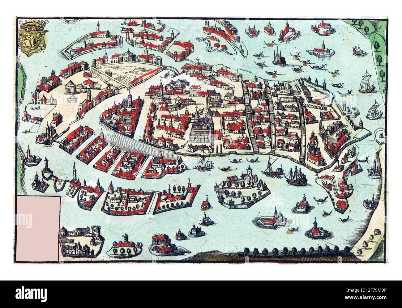 Mappa di Venezia, incisione d'epoca. Foto Stock