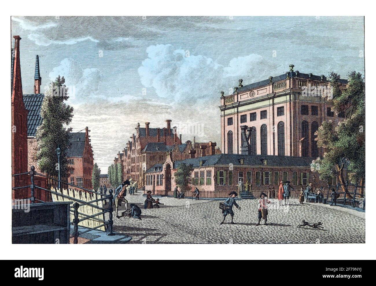 Sinagoga portoghese di Amsterdam, incisione d'epoca. Foto Stock