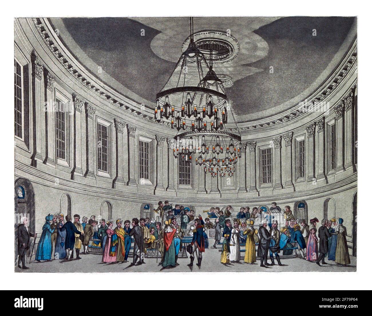 Sala concerti a Felix Meritis, incisione d'epoca. Foto Stock