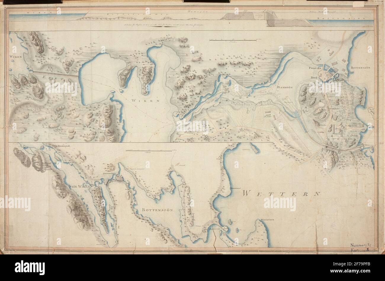 R. W. Holmström. Mappa delle relazioni di brillamento eseguito a Forsvik station1810-1812. Secondo i doveri della Göta Channel Company, Holmström è stato incluso negli anni 1810-1812 e ha disegnato mappe di relazione sui posti di lavoro sia in Västergötland che in Östergötland. Fu a Forsvik che iniziò la trincea e nel 1813 vi finì la prima delle 58 chiuse. Foto Stock