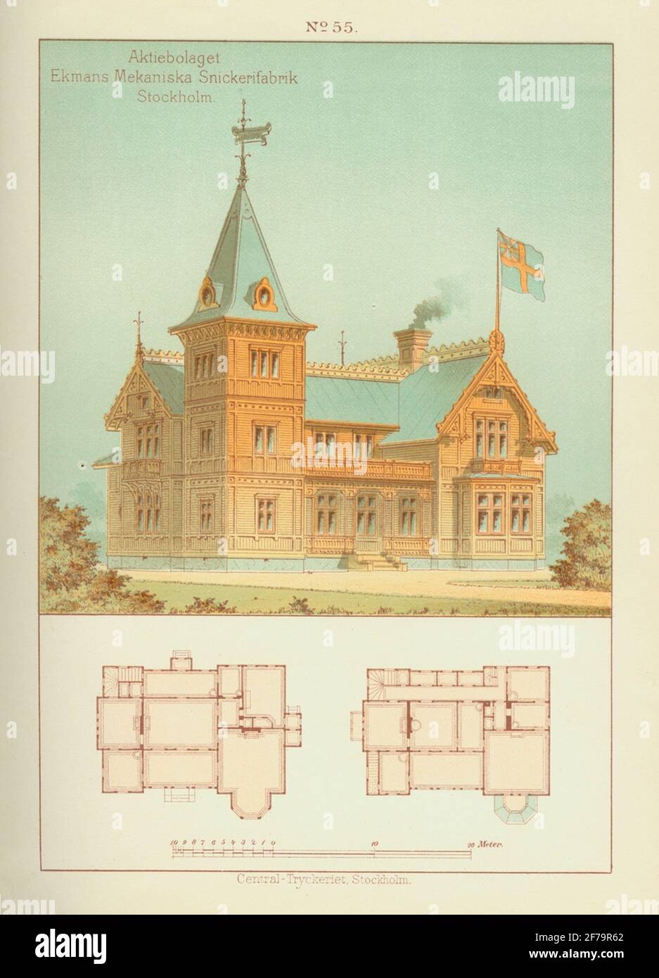 Disegno dell'edificio dell'elemento del XIX secolo. Foto Stock