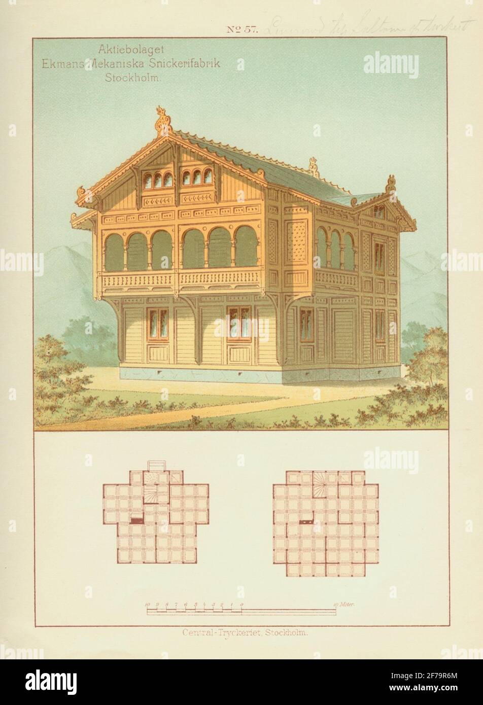 Disegno dell'edificio dell'elemento del XIX secolo. Foto Stock