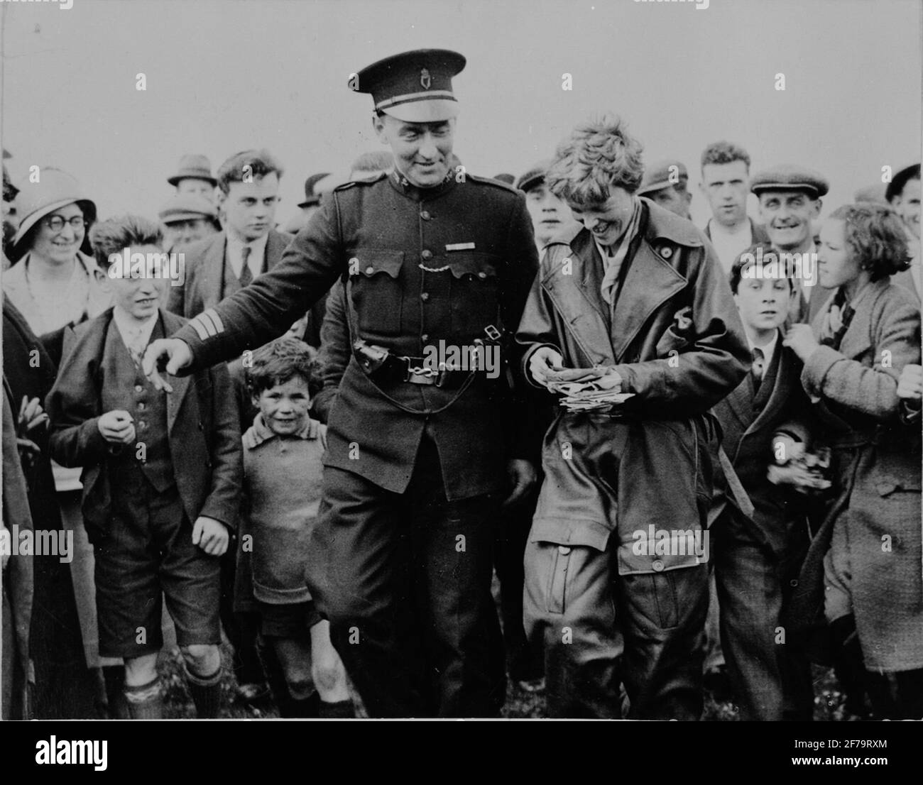 Volantini Miss Amelia Earhart dopo l'atterraggio a Londonderry in Irlanda. Foto Stock
