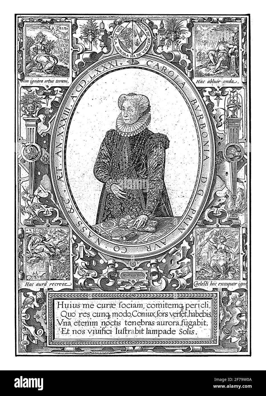 Ritratto di Charlotte van Bourbon, incisione vintage. Foto Stock