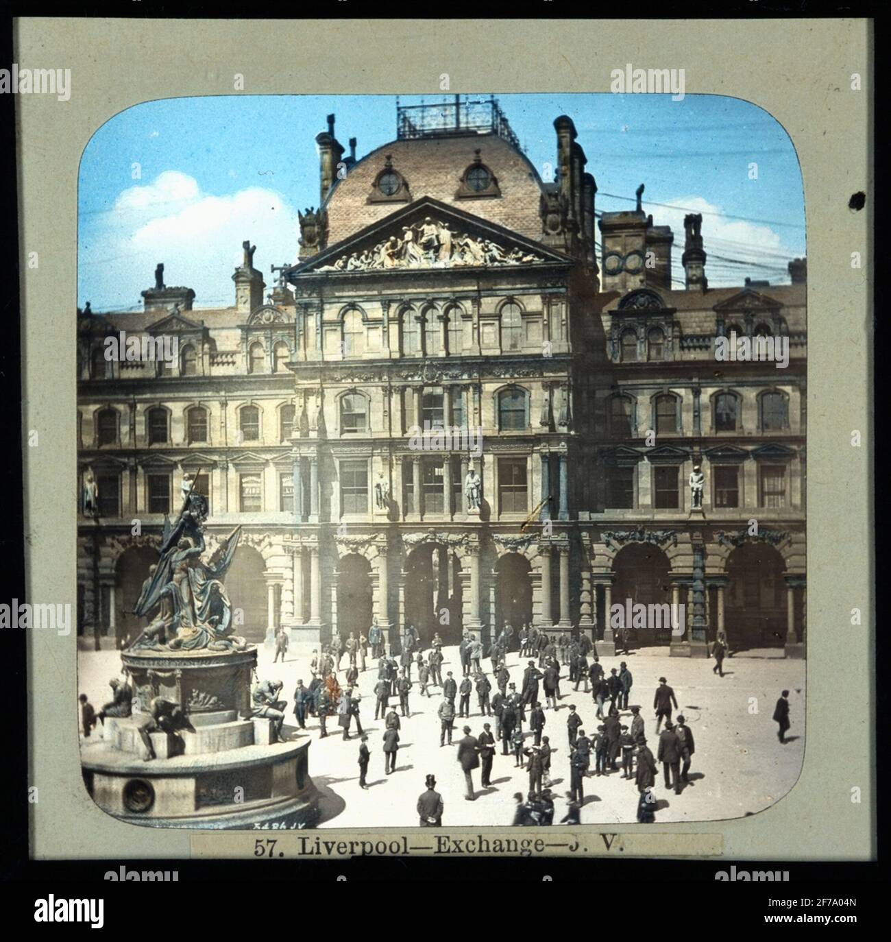 Coloured photographs.Liverpool - Exchange - J.V. (James Valentine & Son), un palazzo sontuoso in stile rinascimentale italiano con caratteristico colonnato. Foto Stock