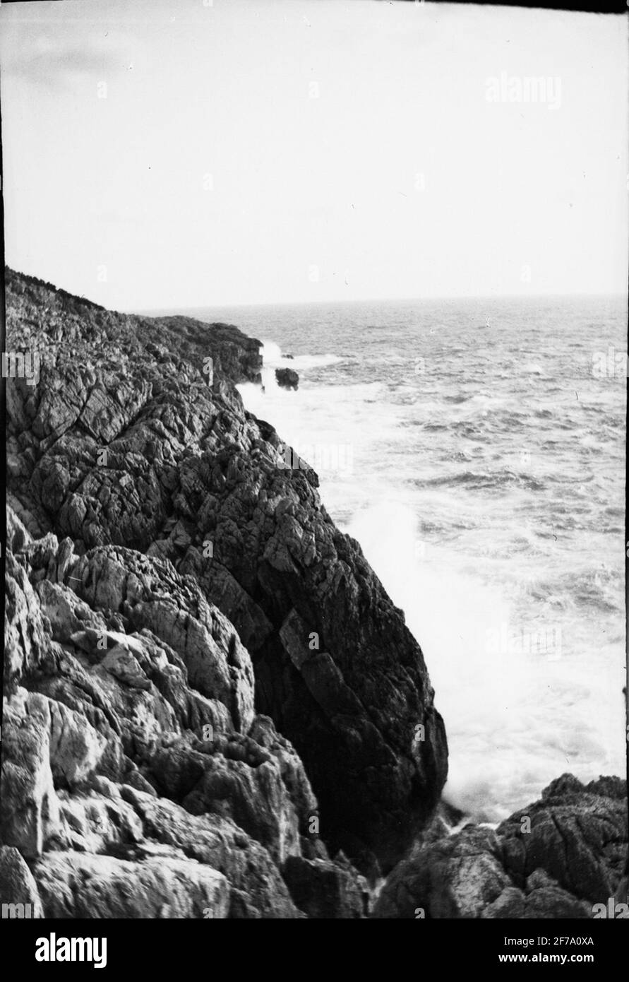 Le immagini della regina Vittoria. Una parete di scogliera verso il mare. Probabilmente capri. Foto Stock