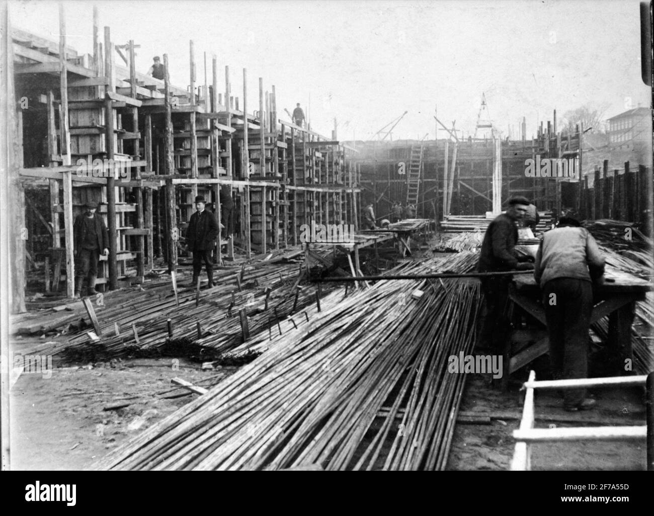 Costruttore: Impresa di costruzioni Contraente, Stoccolma. Lavori di costruzione della fabbrica. Foto Stock