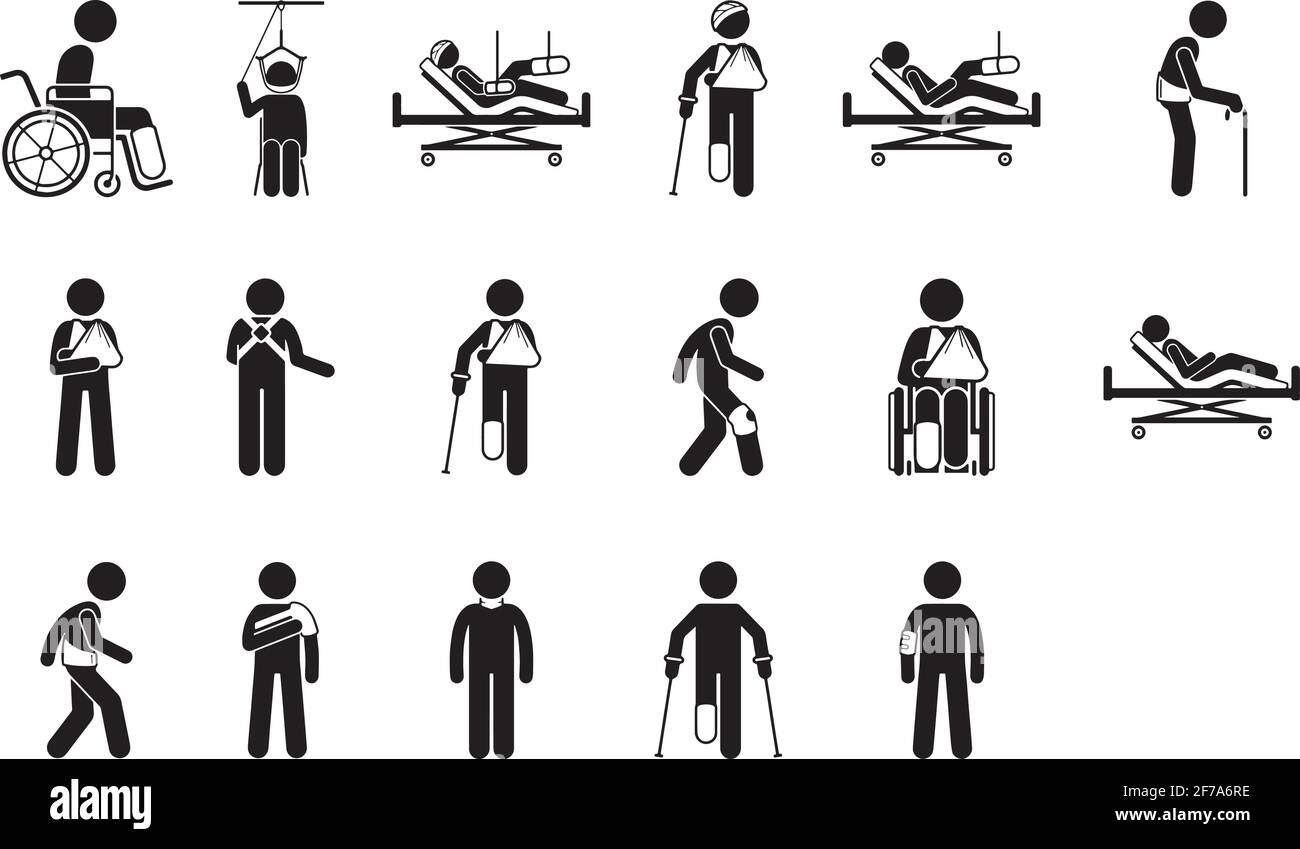 Set di icone per prodotti medicali ortopedici e apparecchiature. Una raccolta di icone ortopediche per iOS, Android e progetti web Illustrazione Vettoriale