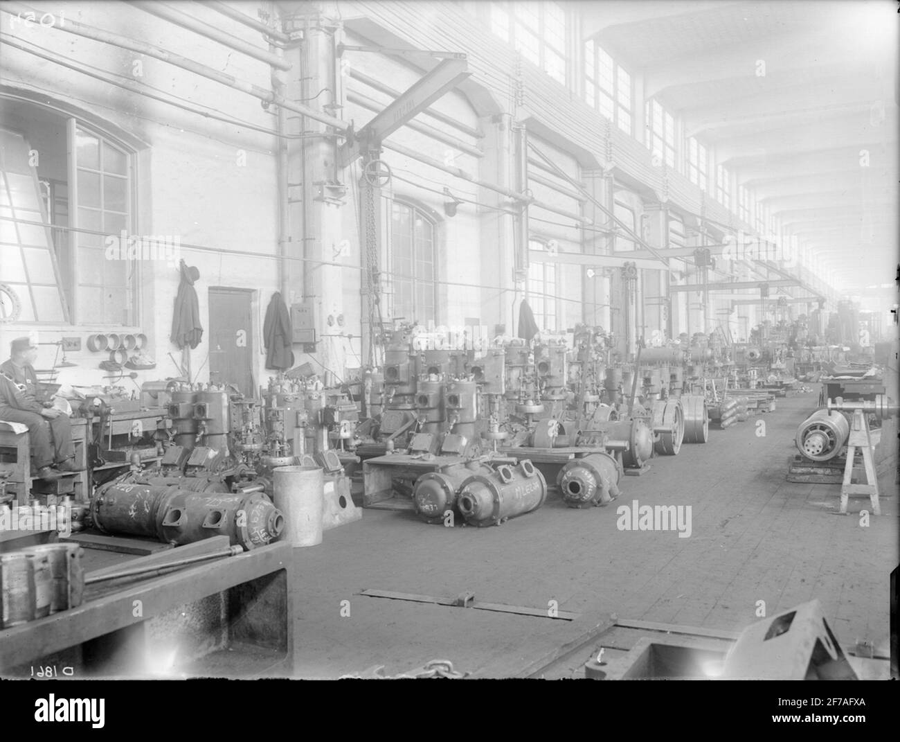 Una sala di produzione per turbine. Foto Stock