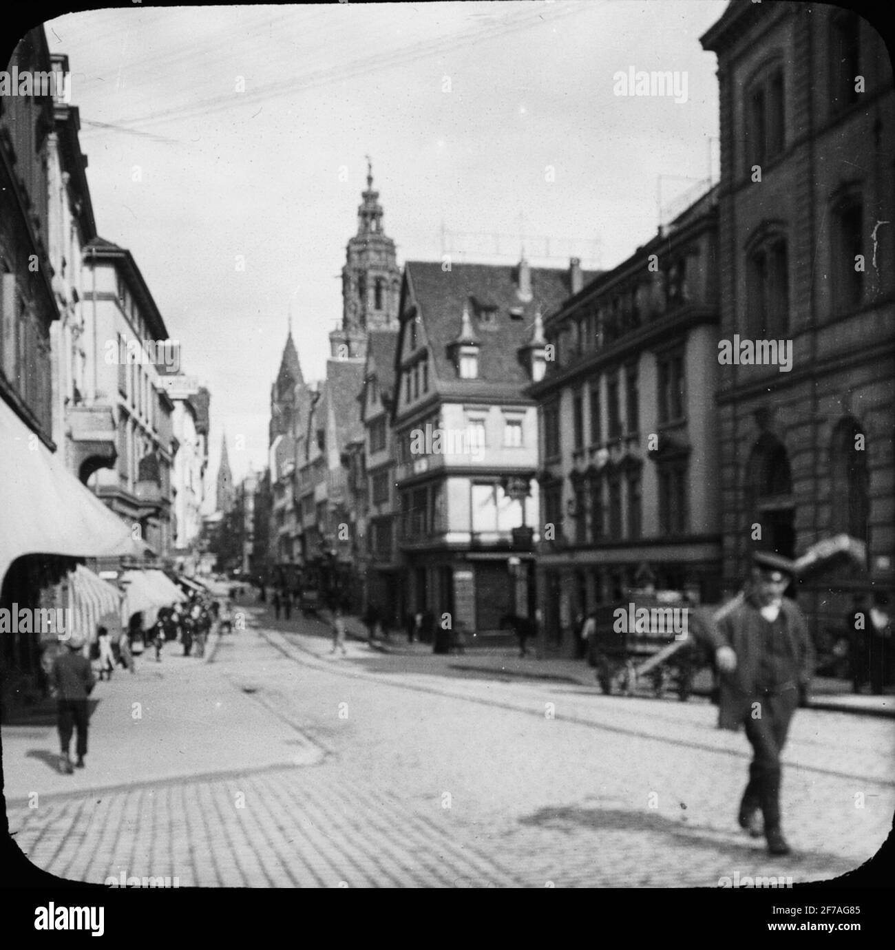 Icona Skiopty con motivi da Heidelberg.l'immagine è stata memorizzata in cartone etichettato: Il viaggio nel 1906. Heilbronn 6. Heidelberg 2. Foto Stock