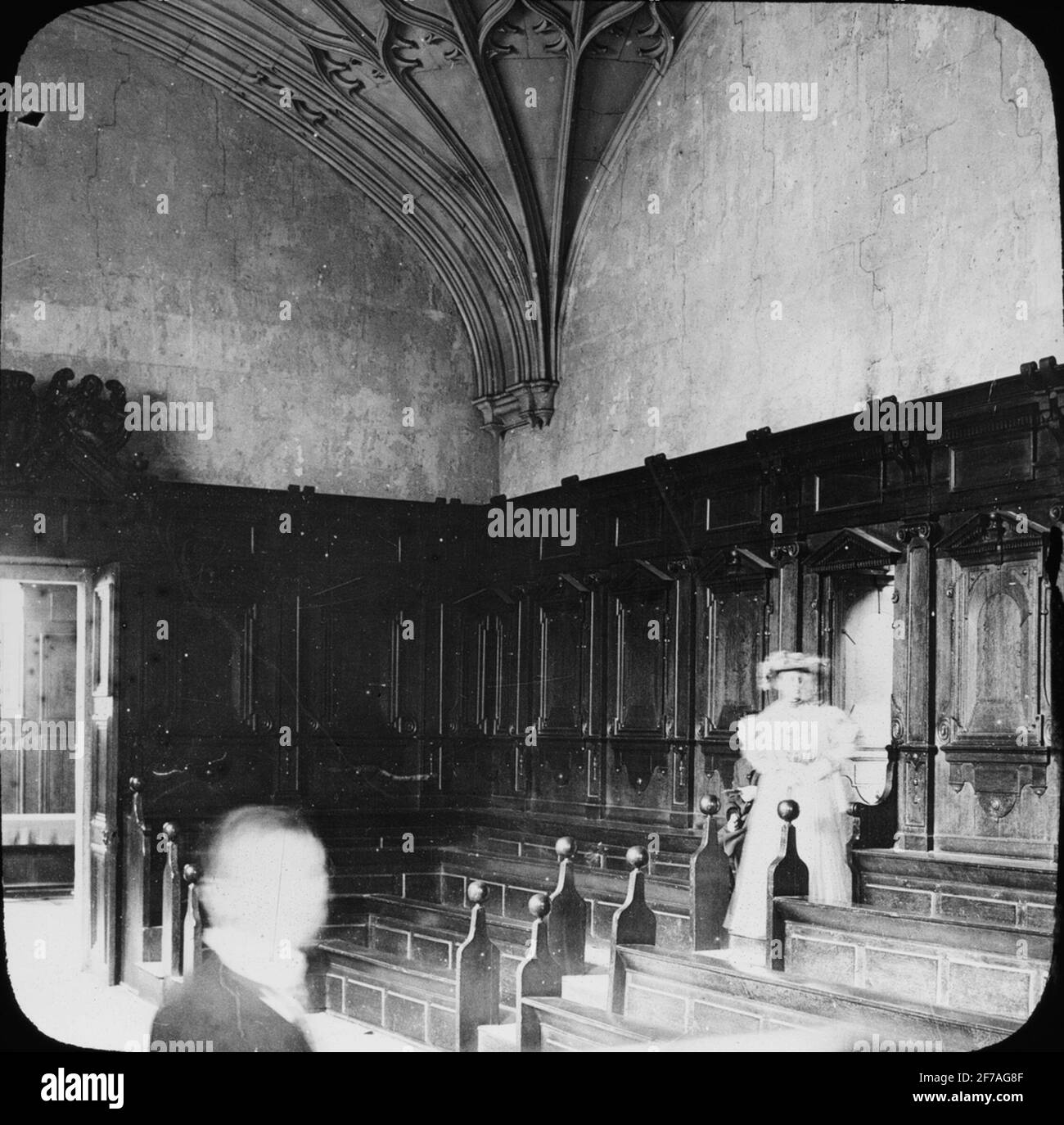 Immagine skioptic con motivi della Cattedrale di Oxford? L'immagine è stata conservata in cartone etichettato Oxford 1906. Foto Stock