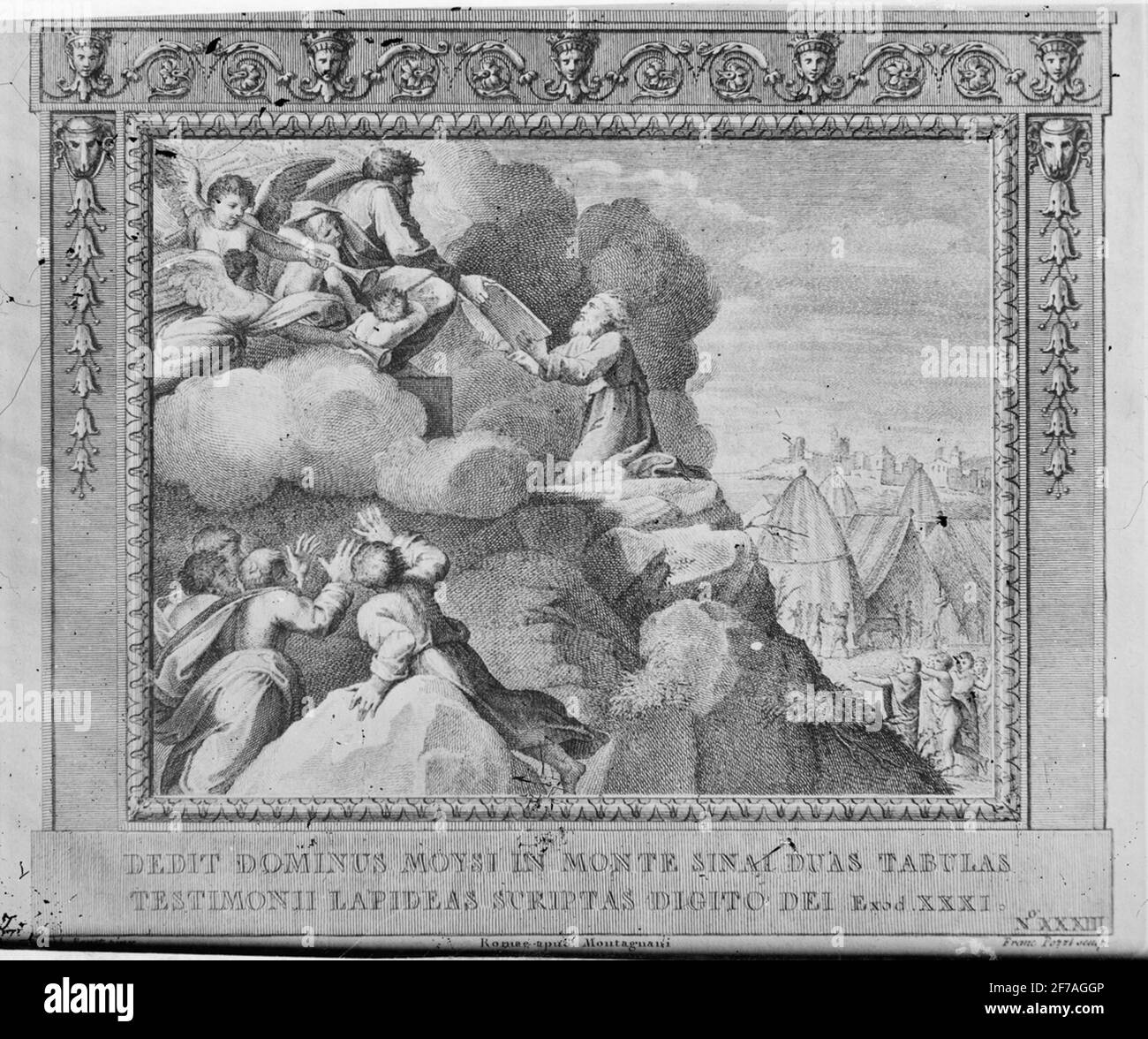 Skioptikonbild Med religiöst motivo. "Il Signore diede a Mosè sul Monte Sinai due tavolette di pietra incise dal dito dd. Exod.XXXI"; Foto Stock