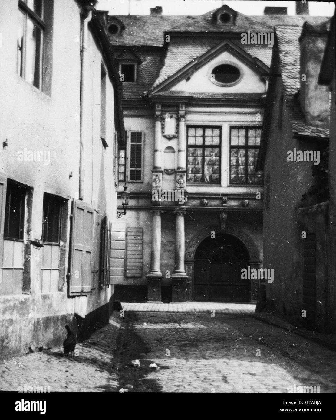 Immagine Skioptic con motivi da città sconosciuta in Germania.l'immagine è stata memorizzata in cartone segnato: Il viaggio nel 1904. Andersnach II Rhen I. Foto Stock