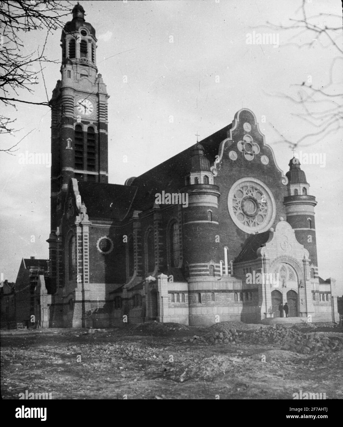Immagine icona SkiopT con motivi della chiesa di San Giovanni, Malmö.l'immagine è stata memorizzata in cartone con il marchio: 1908. Helsingborg 3. Collina 1. Lund 1. Malmö 2. Foto Stock