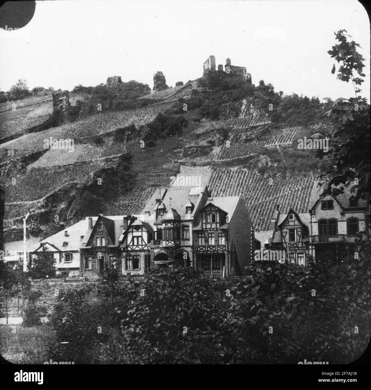 Icona di Skiopter con motivi di St. Goar o Koblez.Pilden è stato conservato in cartone etichettato: Il viaggio nel 1904. San Goar. Koblez. Foto Stock