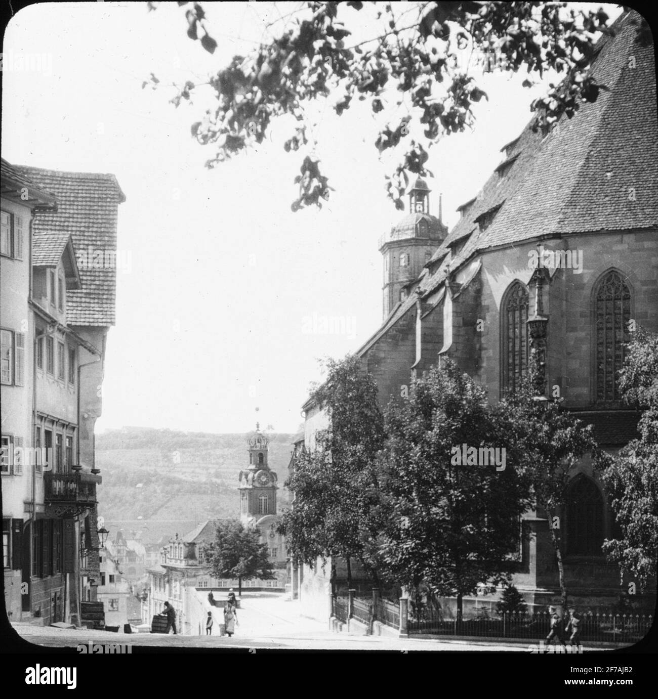 Immagine skioptic con motivi da strada a Kirche St. Michael, Schwäbisch Hall. L'immagine è stata memorizzata in cartone etichettato: The JOURNEY 1911. schwäbisch Padiglione 9. XVI. Foto Stock