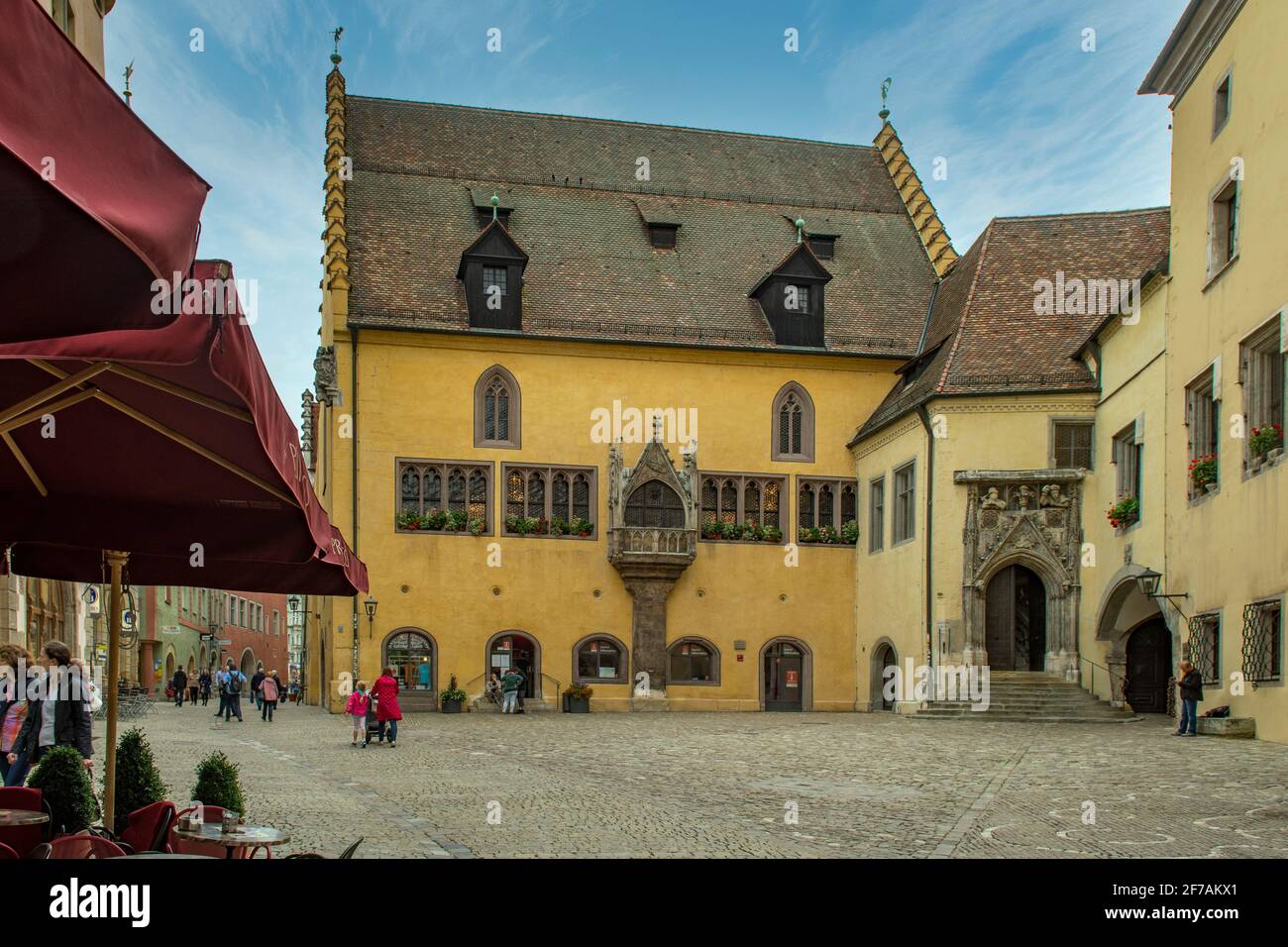 Alter Rathaus Platz, Regensburg, Baviera, Germania Foto Stock