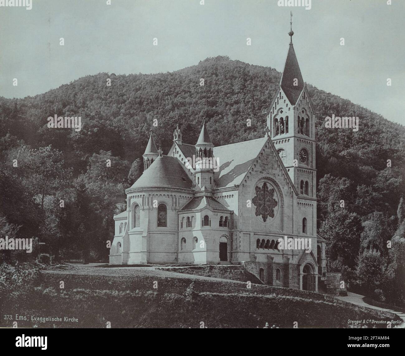From Album: Viaggio straniero 1900 I. EMS Evangelische Kirche. Foto Stock