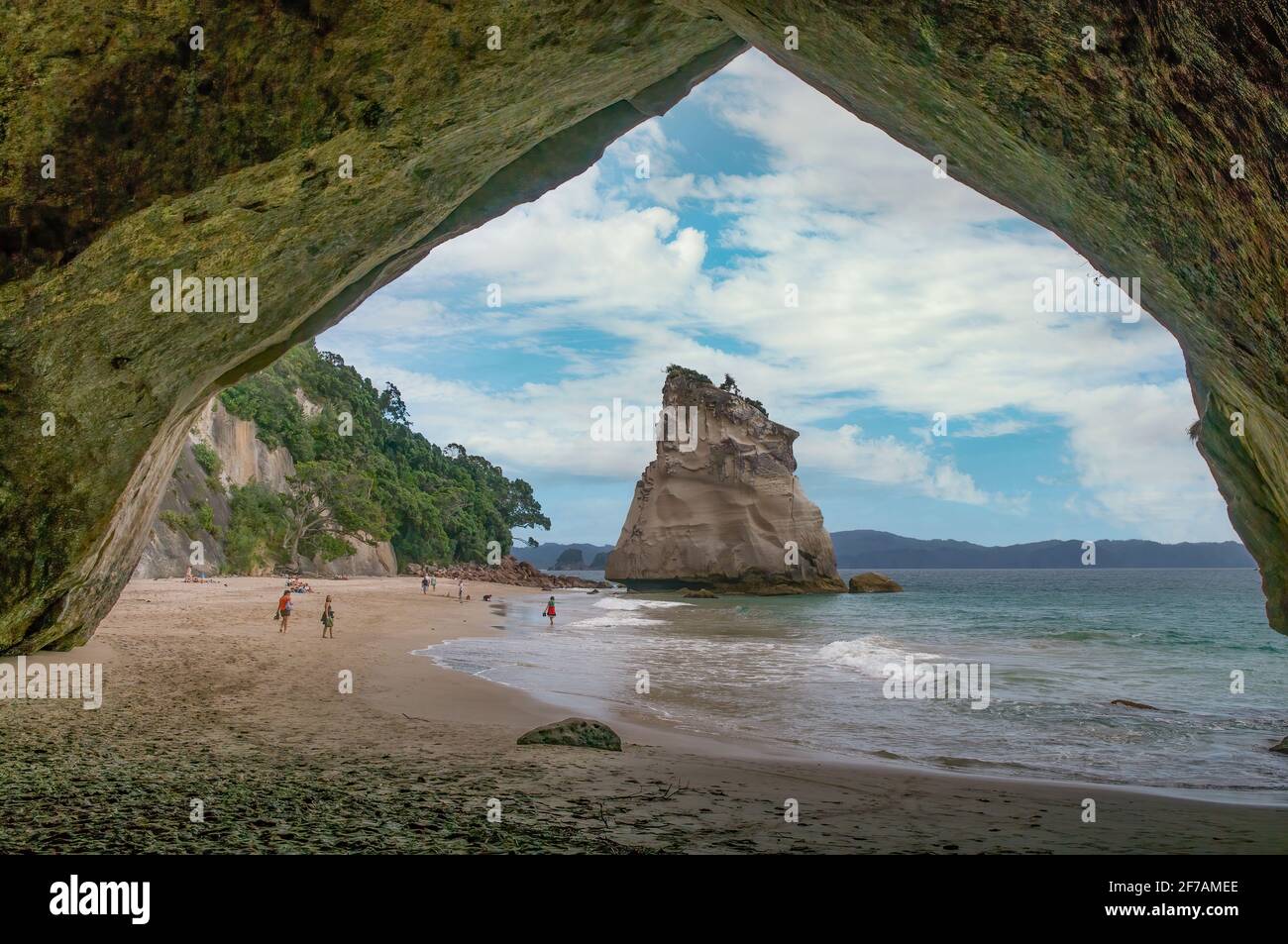 Cove della cattedrale, Penisola di Coromandel, Isola del nord, Nuova Zelanda Foto Stock