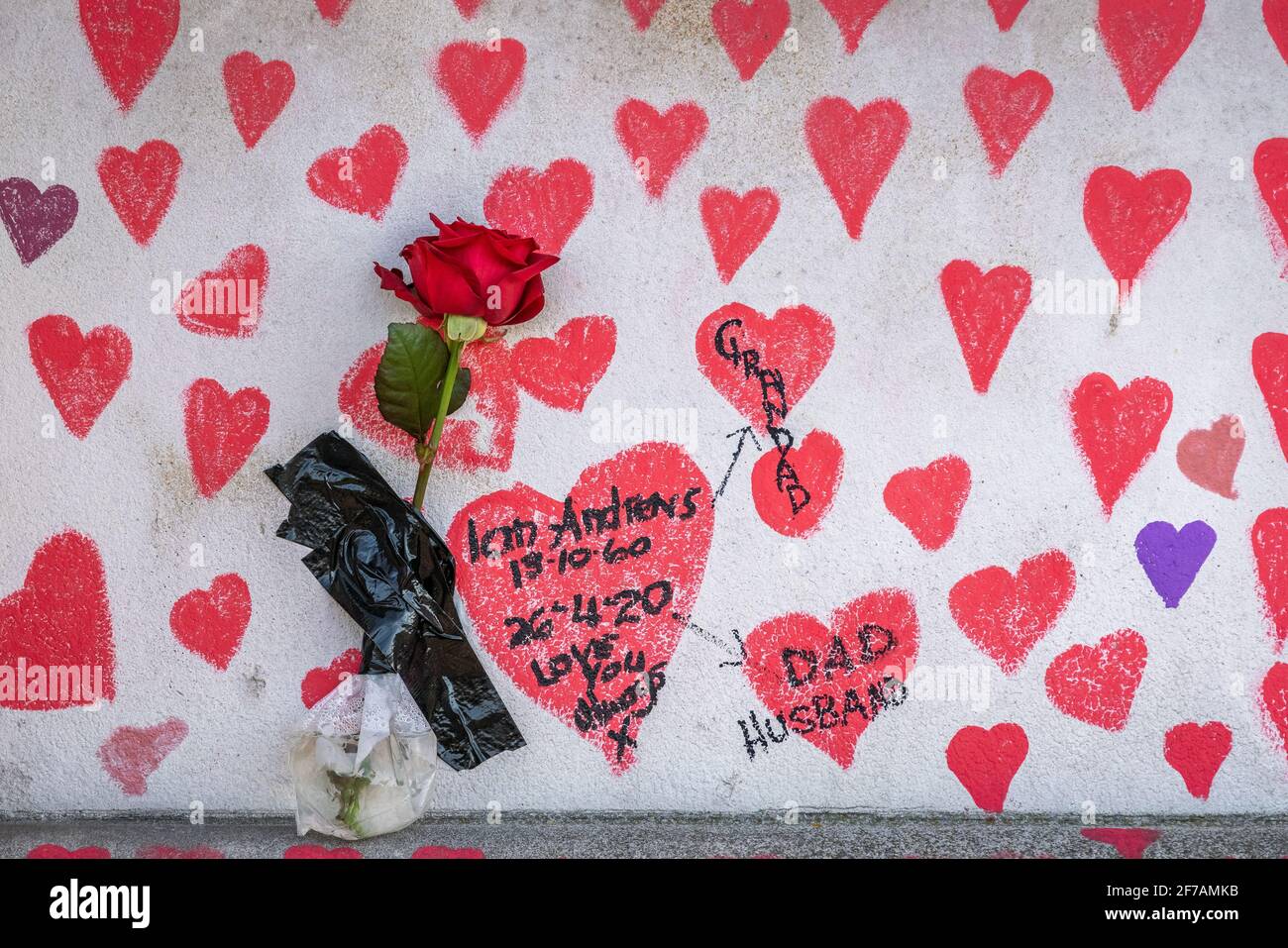 Coronavirus: National Covid Memorial Wall of Hearts, Westminster, Londra, Regno Unito. Foto Stock