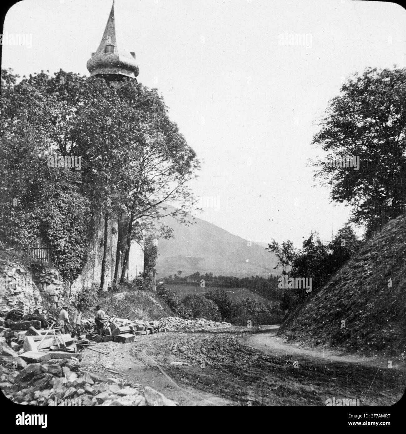 Immagine Skiopticone con motivi dall'esterno delle pareti a Goslar.l'immagine è stata conservata in cartone contrassegnato: Il viaggio 1907.Goslar3. Halberstadt 5. 8 .. Testo sull'immagine: 'Scoop esterni'. Foto Stock