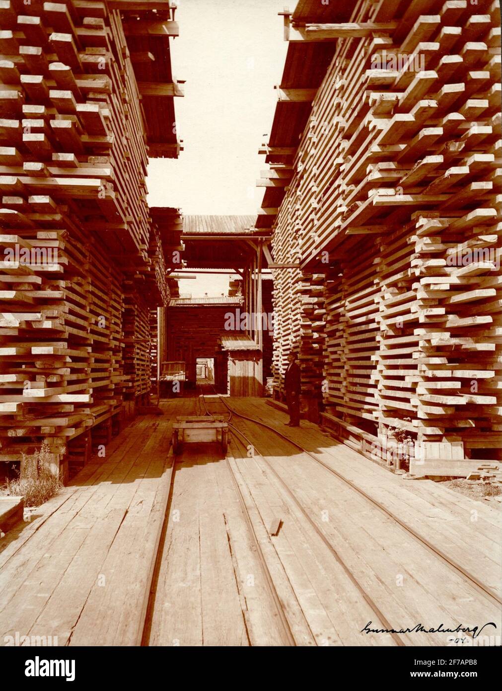 Strada a Tränård a lunghe Segherie di pipe nell'arcipelago di Söderhamn. Per il fotografo ha ottenuto la borsa di studio fotografica del fotografo S.T.F 1904. Foto Stock