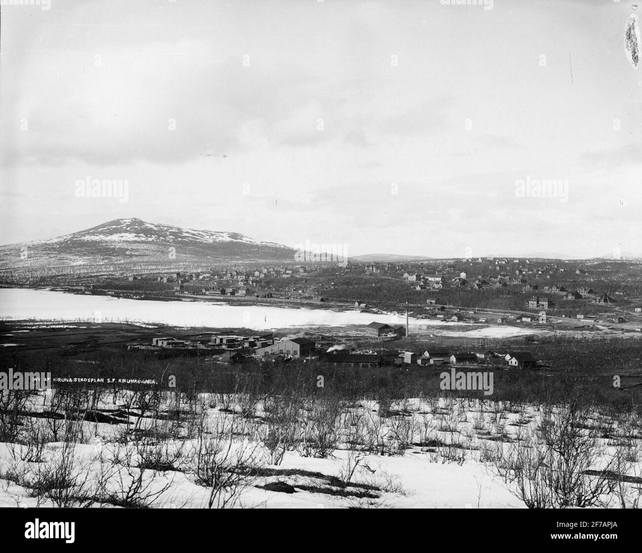 Vista della comunità mineraria di Kiruna, Lapponia, 1902. Foto Stock
