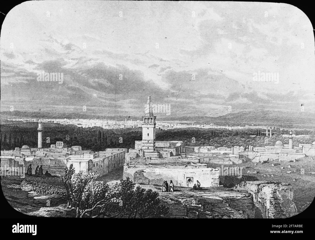 Immagine Skiopticone. Immagine stampata. Città sconosciuta. Foto Stock