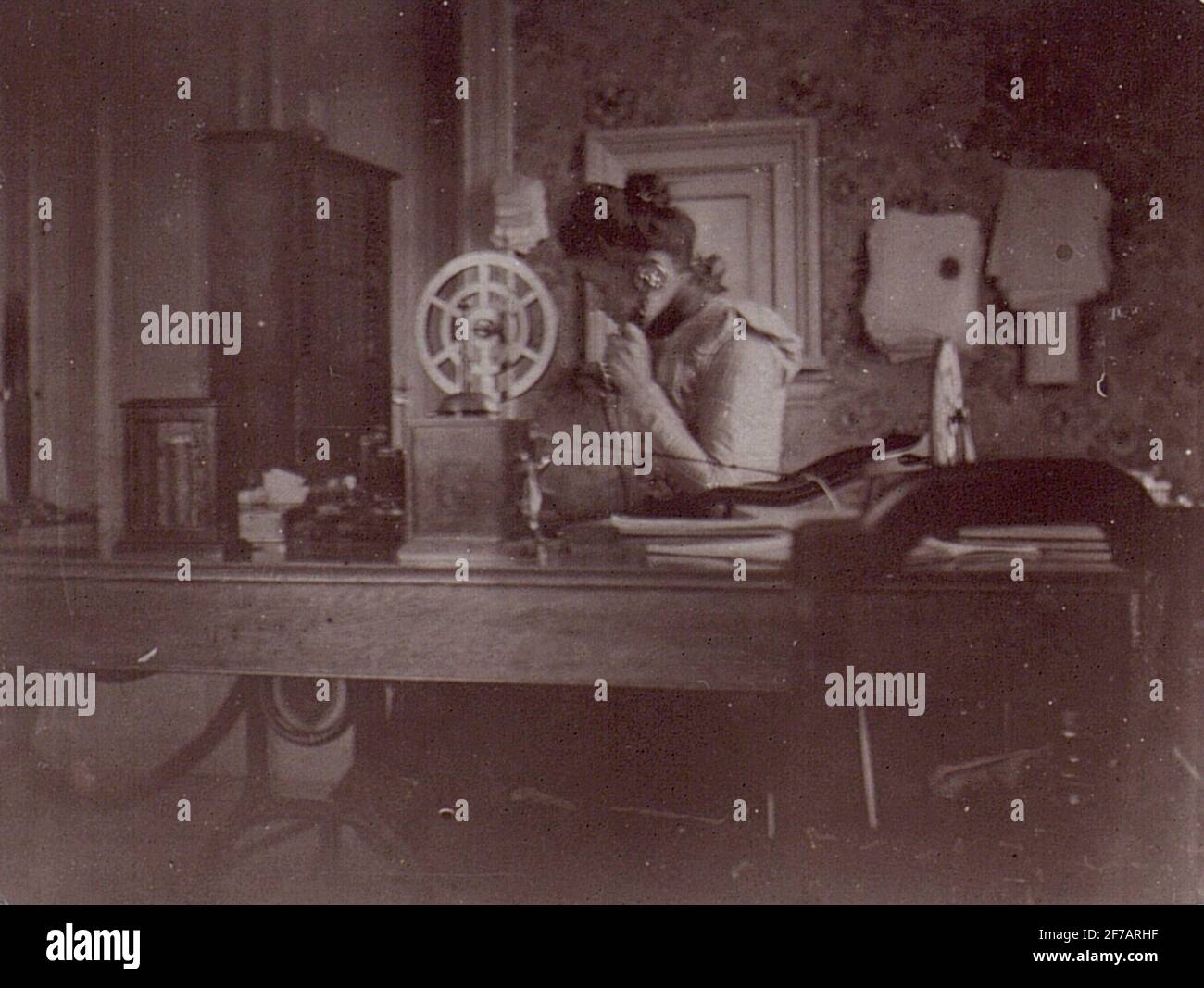 Reti e stazioni telefoniche di Gellivare. La fine del secolo 1900. La stazione del telegrafo, interno. Foto Stock